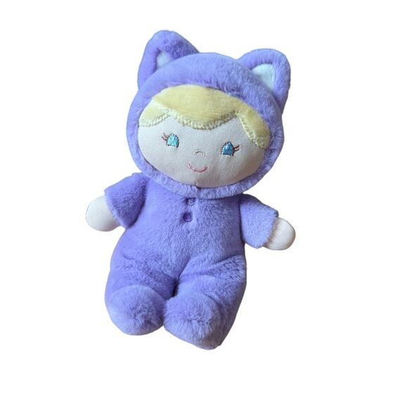 Gund recycled mini baby doll purple cat plush 7” - Picture 1 of 6